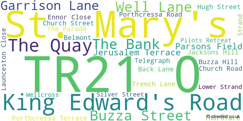 A word cloud for the TR21 0 postcode